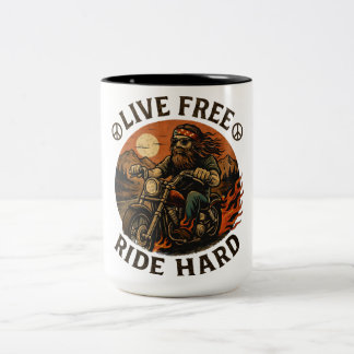 Lev gratis kör hårt motorcykel biker kaffemugg