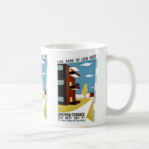 Lev här med låg hyra kaffemugg