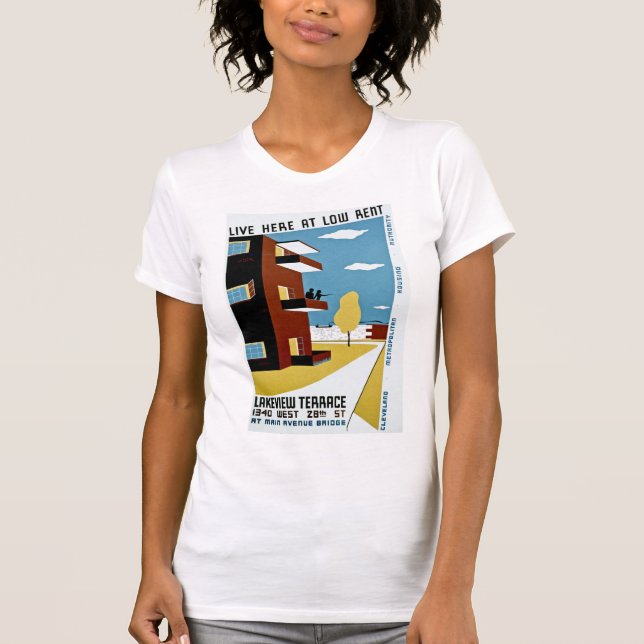 Lev här med låg hyra t shirt (Framsida)