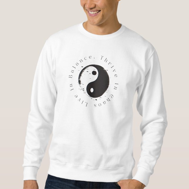 Lev i Balance Ying Yang Lång Ärmad Tröja (Framsida)