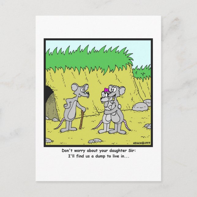 Lev i en Dumpa: Råtta tecknad Vykort (Framsida)