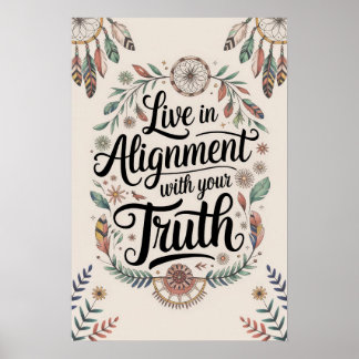 Lev i linje med din sanning Boho Design Poster