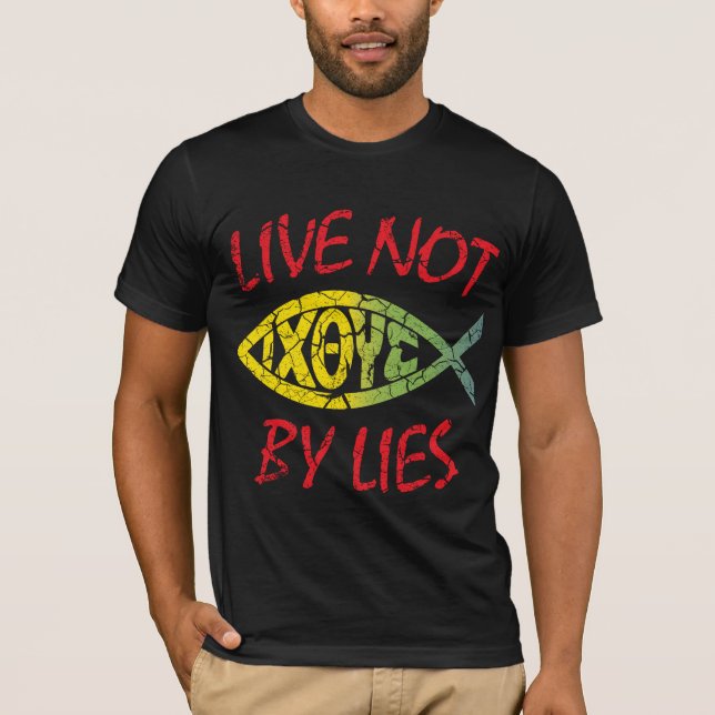 Lev inte med Liggra - Christian Quote TShirt T Shirt (Framsida)