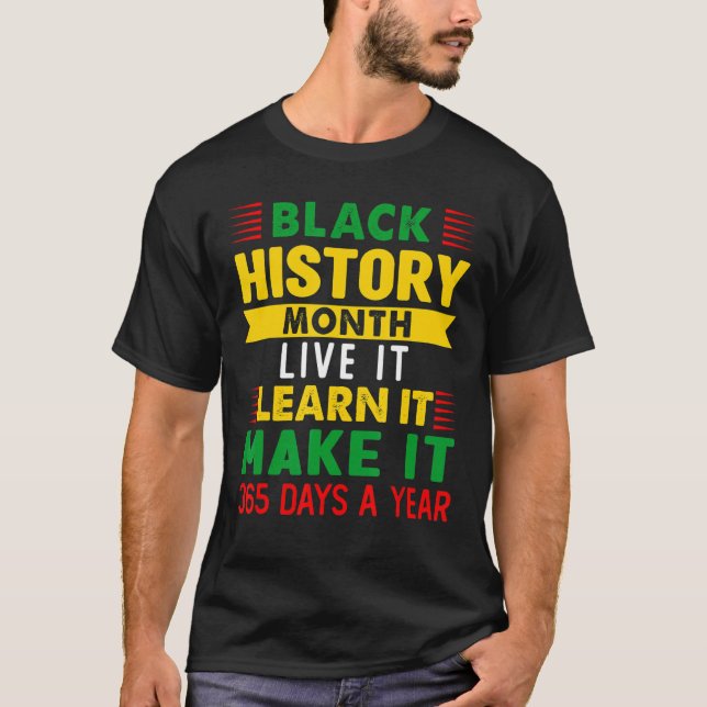 Lev IT Lär dig 365 dagar om året - svart gir T Shirt (Framsida)