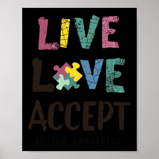 Lev. Kärlek. Acceptera. - Ett budskap om autism-kr Poster (Framsidan)