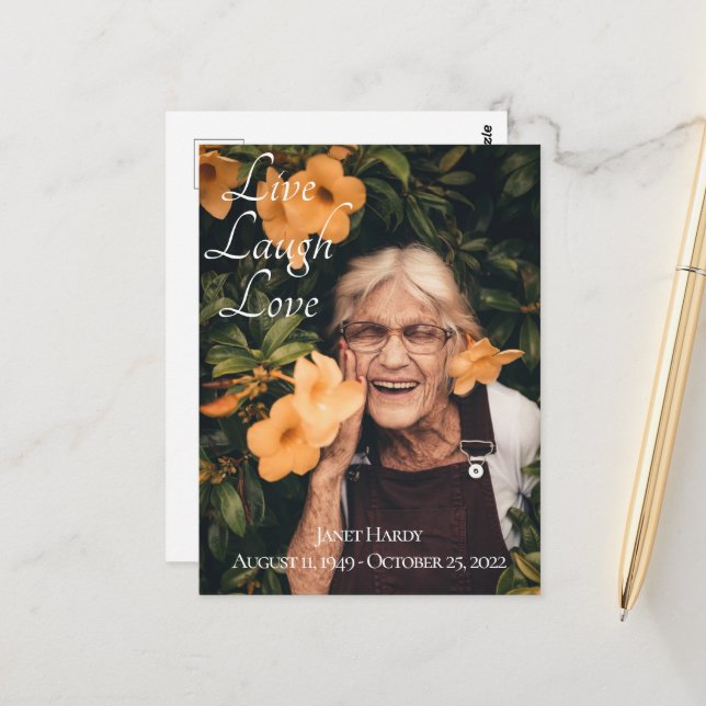 Lev La Skriv Begravningskort Vykort (Fram/Back In Situ)