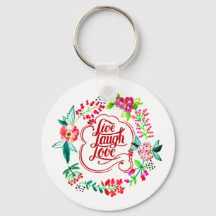 Lev lach älskar blommig nyckelring