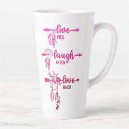 Lev, Le, Älska, Rosa Ombre Boho Latte Mugg