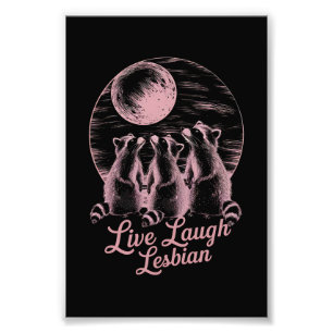 Lev Le Lesbisk Tvättbjörn Lesbisk LGBTQ Stolthet  Fototryck