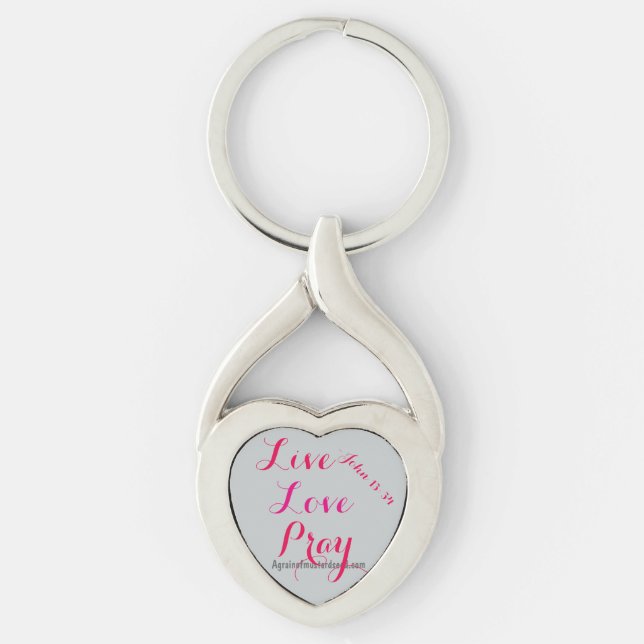 Lev Le Prata Kristna Twisted Heart Silverfärgad Nyckelring (Framsidan)
