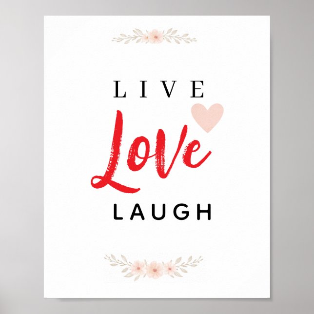 Lev Leende Låter Blommig Typografi Poster (Framsidan)
