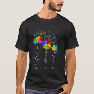 Lev Leva Accep Autism Acceptans Blomma Fjäril T Shirt