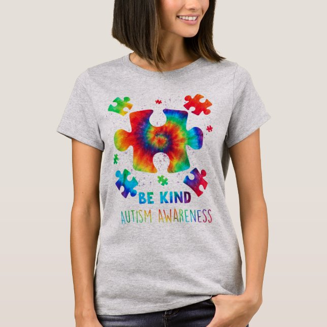 Lev Leva Acceptera Autism Acceptans Tie Dye Autism T Shirt (Framsida)