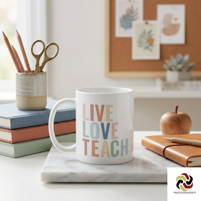 Lev Leva Lär Rainbow Lärare Tacksamhet Kaffemugg (Live Love Teach Rainbow Teacher Appreciation Coffee Mug
)