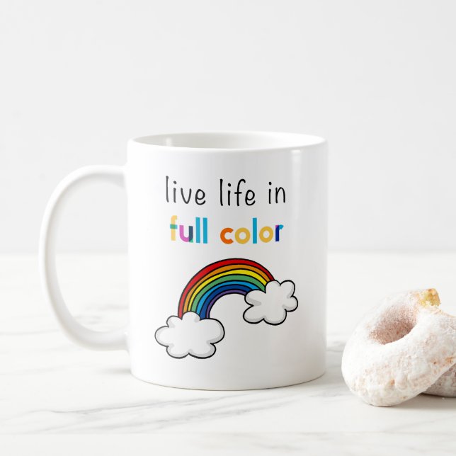 Lev livet i full färg regnbåge kaffemugg (Med munk)