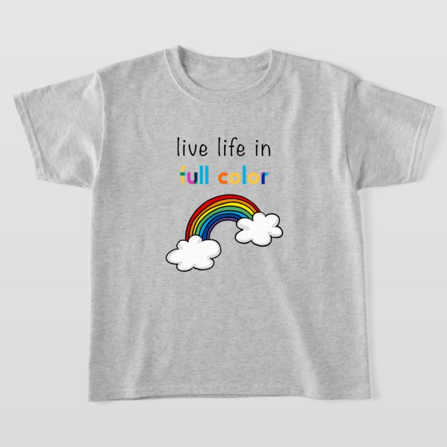 Lev Livet i Full Färg Regnbåge T Shirt (Laydown)