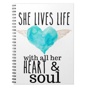 Lev livet med Heart och Soul Journal för henne Anteckningsbok