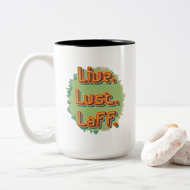 Lev. Lust. Laff. Gfx 03 Två-Tonad Mugg (Med munk)