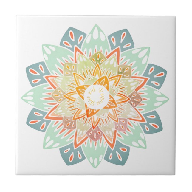 Lev med Purpose Mandala Kakelplatta (Framsidan)
