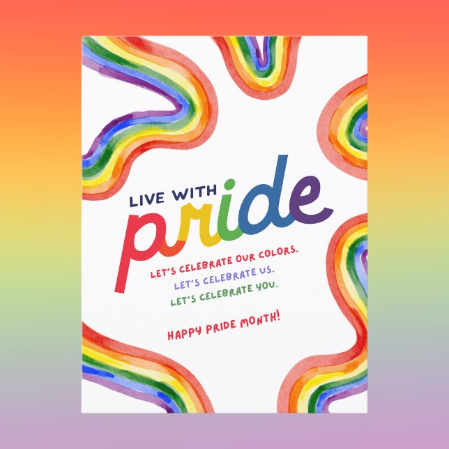 Lev med stolthet Vattenfärg regnbåge Vykort (Skapare uppladdad)