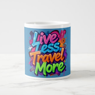 Lev mindre, resa mer Neon Graffiti Resecitat Jumbo Mugg