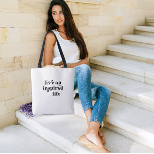 Lev och inspirerad Life Black and White Tygkasse