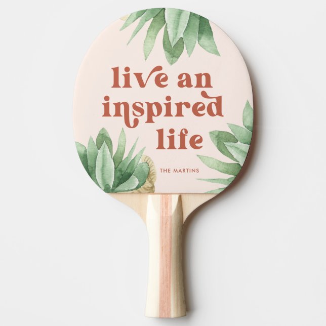 Lev och inspirerad Life Terracotta Succulent Pingisracket (Framsidan)