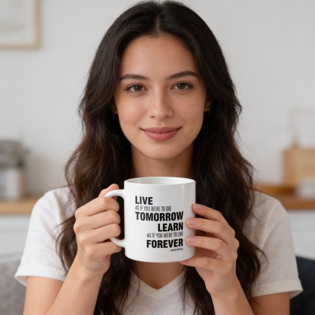 Lev och lär – Mahatma Gandhi  Kaffemugg (Beautiful quote to start your day with your morning coffee)