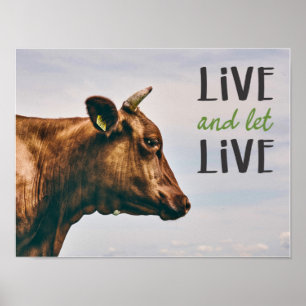 "Lev och låt leva" vegan Poster