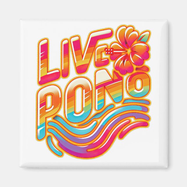 Lev pono färgrik hawaiiansk hibiskus blomma Aloha Magnet (Framsidan)