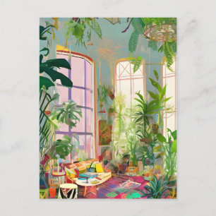Lev Rumsjungle Room AI-genererat vykort