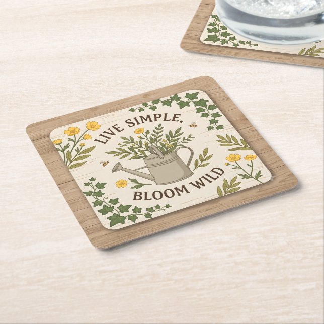 Lev Simpel, Blomma Vild Underlägg Papper Kvadrat (Vinklad)