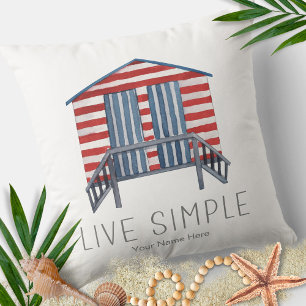 Lev Simpel Citat Marin Sommar Strand Stuga Cabana Kudde