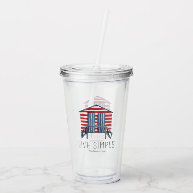 Lev Simpel Citat Marin Sommar Strand Stuga Cabana Take Away Mugg (Baksida)