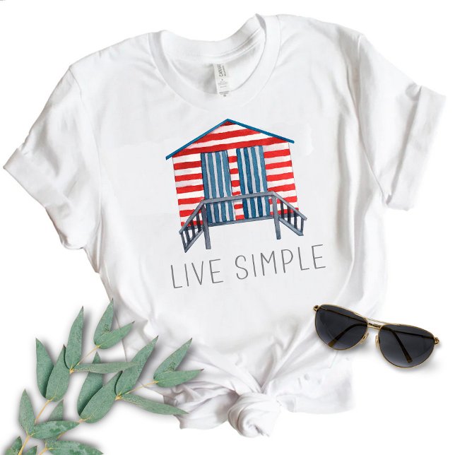 Lev Simpel Citat Marin Sommar Strandstuga T Shirt (Skapare uppladdad)