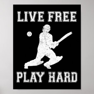 Lev Sitt Liv Spela Hårt Rolig Cricket Älskare Spel Poster