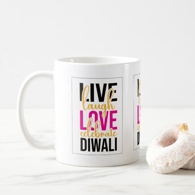 Lev skratta kärlek fira Diwali Kaffemugg (Med munk)