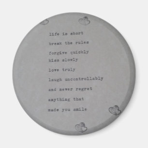 Lev,skratta,kärlek - inspirerande citat magnet