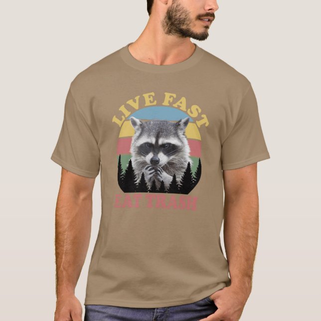 Lev snabbt Eatrash Vintage rolig present T Shirt (Framsida)