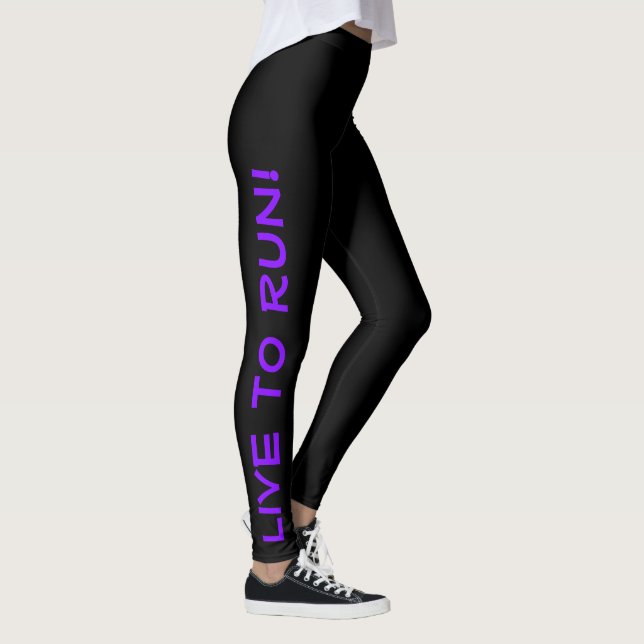 Lev till Springa! Springa till Live! Black & Lila  Leggings (Höger)