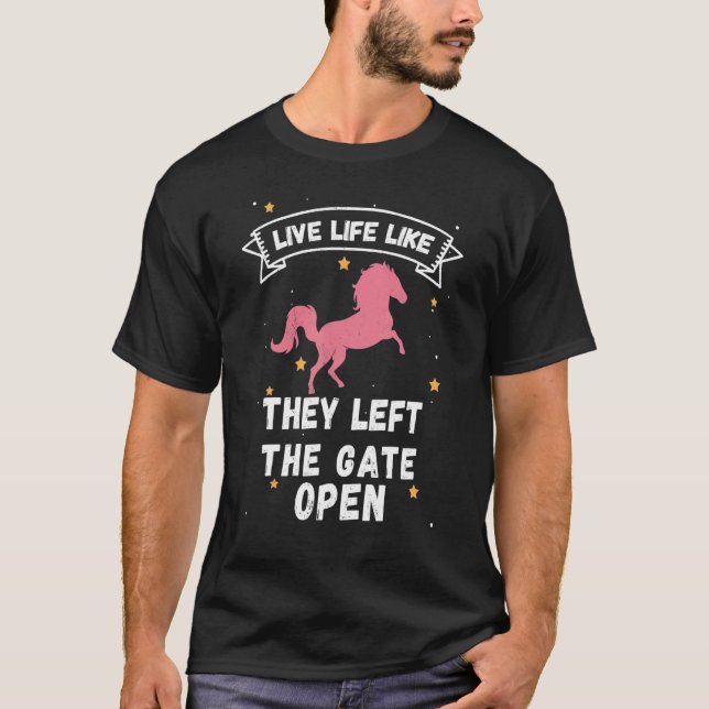 Lev vårt liv som de Lämnat Grind Open Horse T Shirt (Framsida)