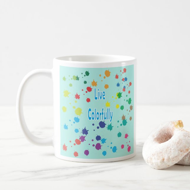 Leva Färgrikt Modern Kaffemugg med Färgfläckar (Med munk)