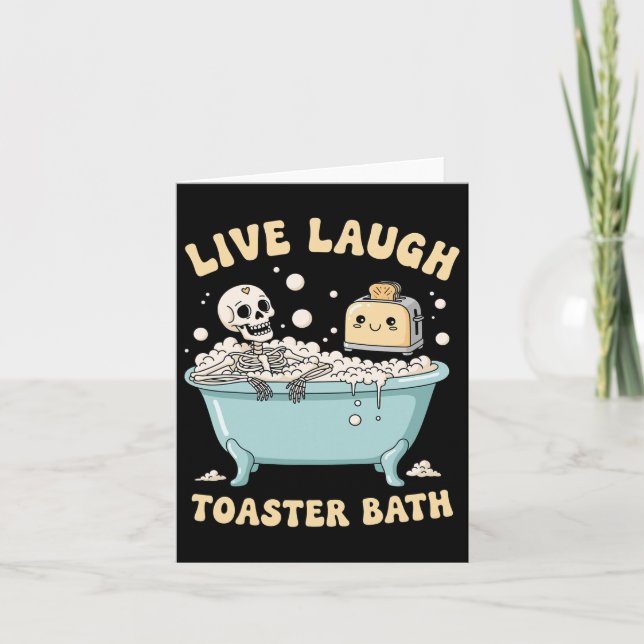 Leva Skratta Toaster Th Rolig Skelett Meme Mörk Hu Kort (Framsida)