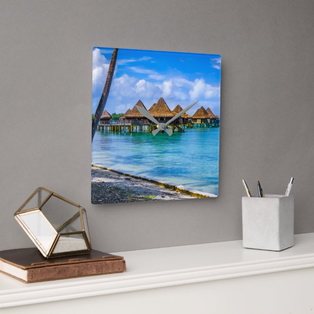 Leva vid vatten fyrkantig klocka (Kontor)