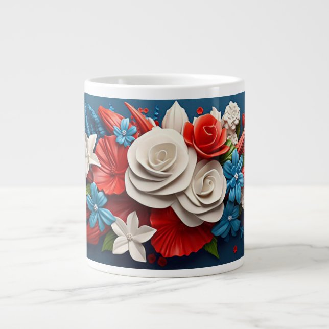 Levande 3d-blommor jumbo mugg (Framsidan)