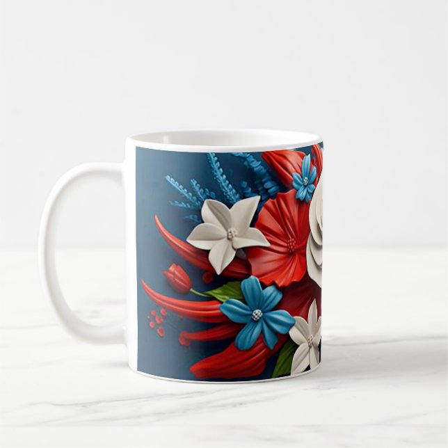 Levande 3d-blommor kaffemugg (Vänster)
