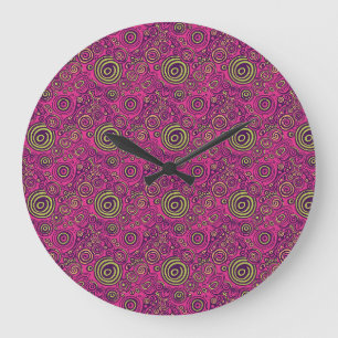 Levande 60-tals Psykedelisk Paisley Retro Virvel Stor Klocka