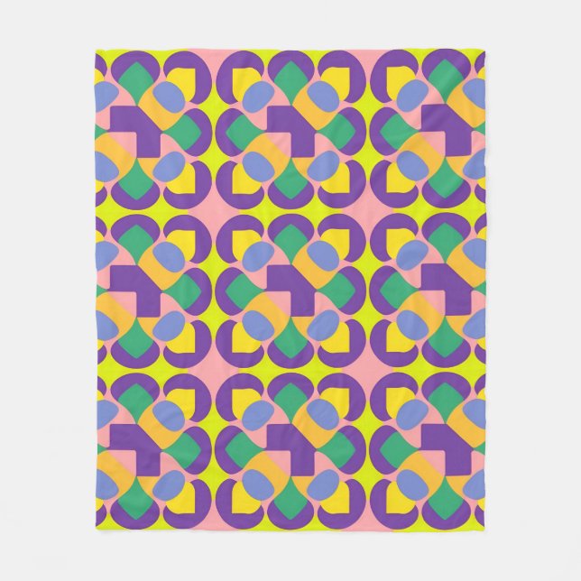 🌈 Levande Abstrakt Geometrisk Djärv Färg Dekor 🌈 Fleecefilt (Framsidan)