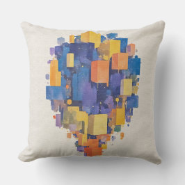 Levande Abstrakt Geometriska Kuber Akvarell Kudde