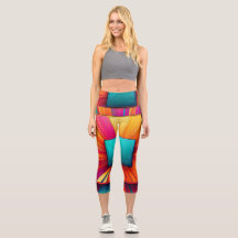 Levande Abstrakt Grafisk Yoga Stumpbyxor